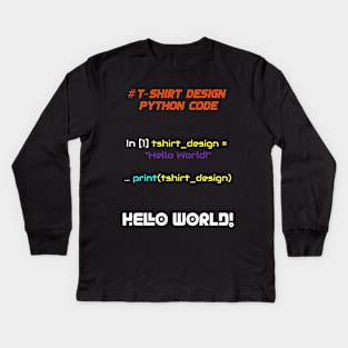 T-shirt Design Programming | Python Code Invert Color Kids Long Sleeve T-Shirt